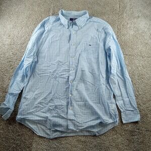 Vineyard Vines Shirt Mens XL Blue Slim Fit Tucker Plaid‎ Whale Logo Button Down